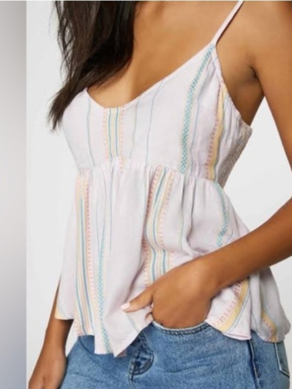 O'Neill Pastel Stripe Spaghetti Strap Tank Top